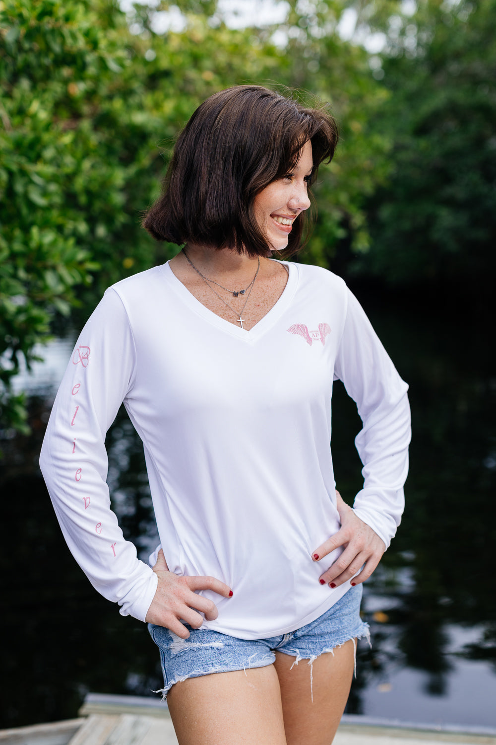 Women's Believer - Long Sleeve white/pink