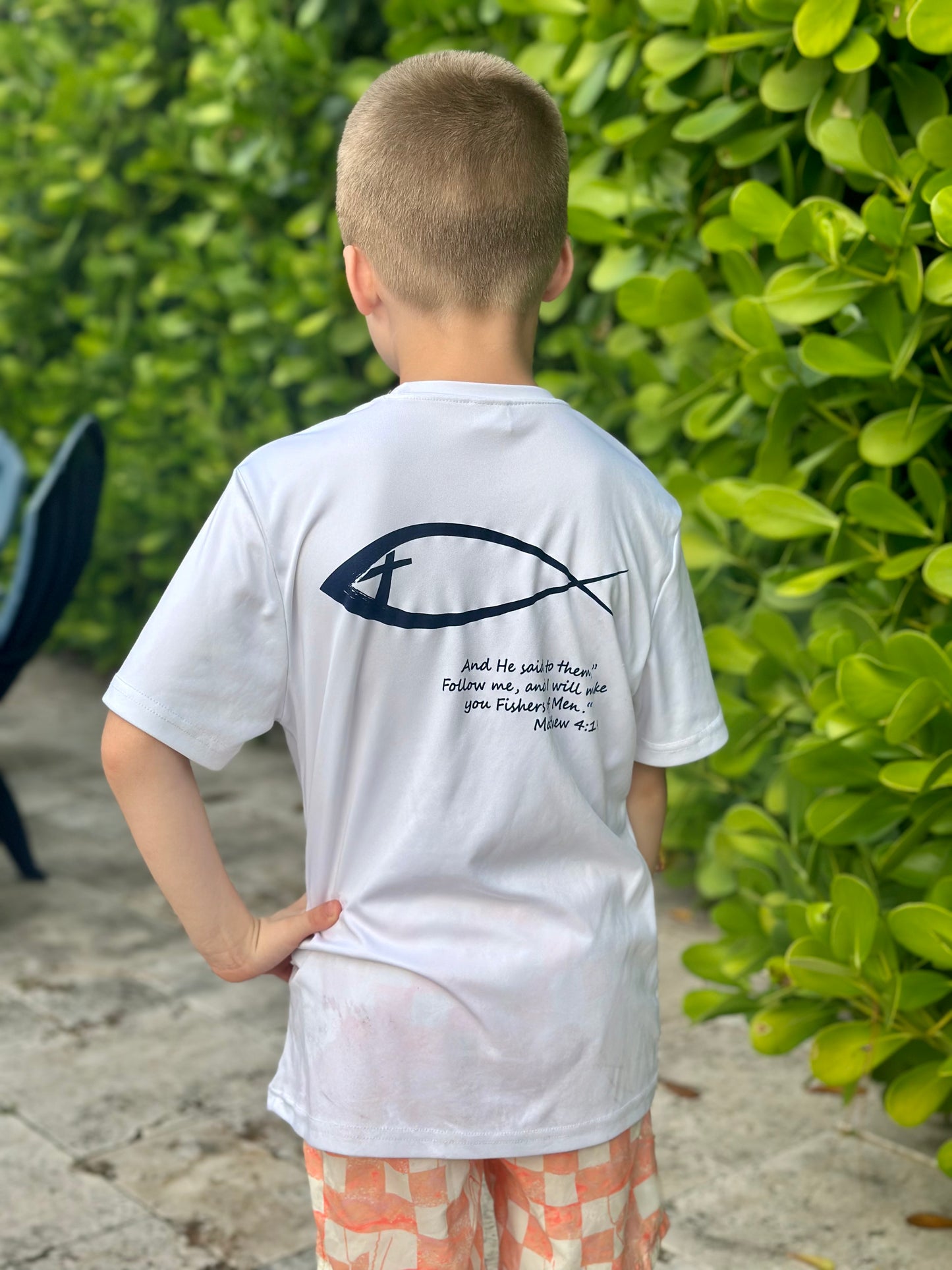 Kid's Fisher Of Men Short Sleeve - White/Navy